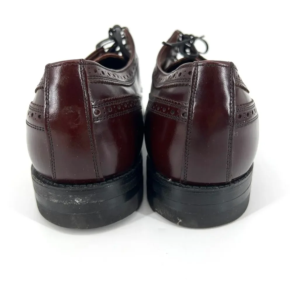 Foot-So-Port Mens Oxblood Wing Tip Leather Dress Shoes Size 10.5 Preowned